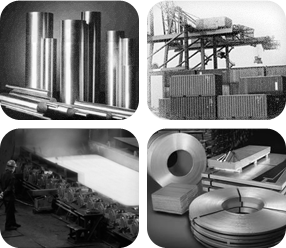 four pictures of alloys in a manufacturing environment
